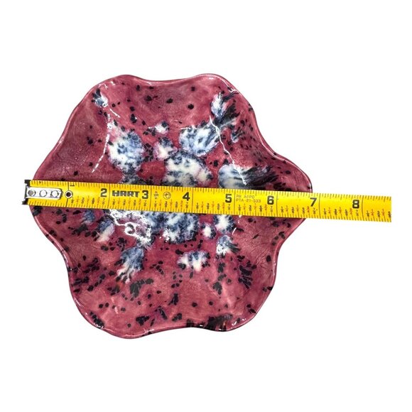 Vintage MCM Abstract Poodle Ruffle Trinket Ring Dish Pink Black Ceramic Boho 7" - Picture 6 of 6